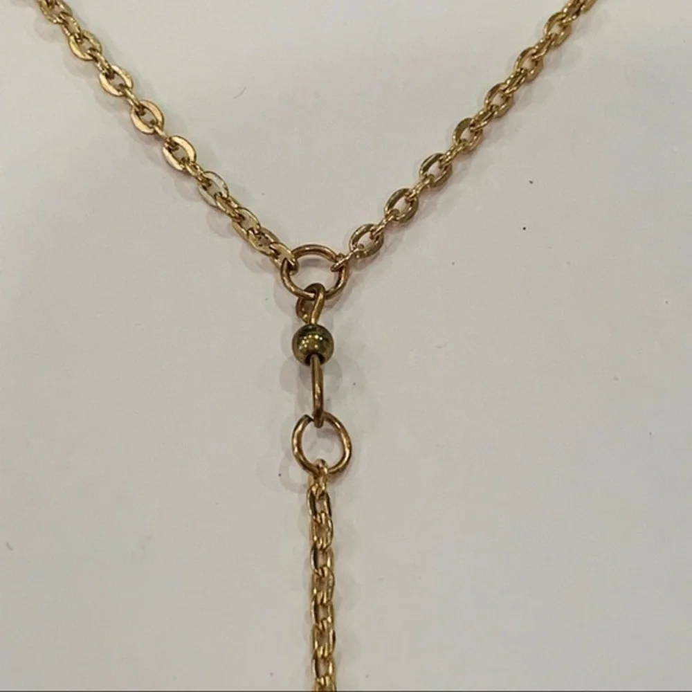 💐5/25 southwestern long Y drop gold tone necklace - Picture 3 of 7